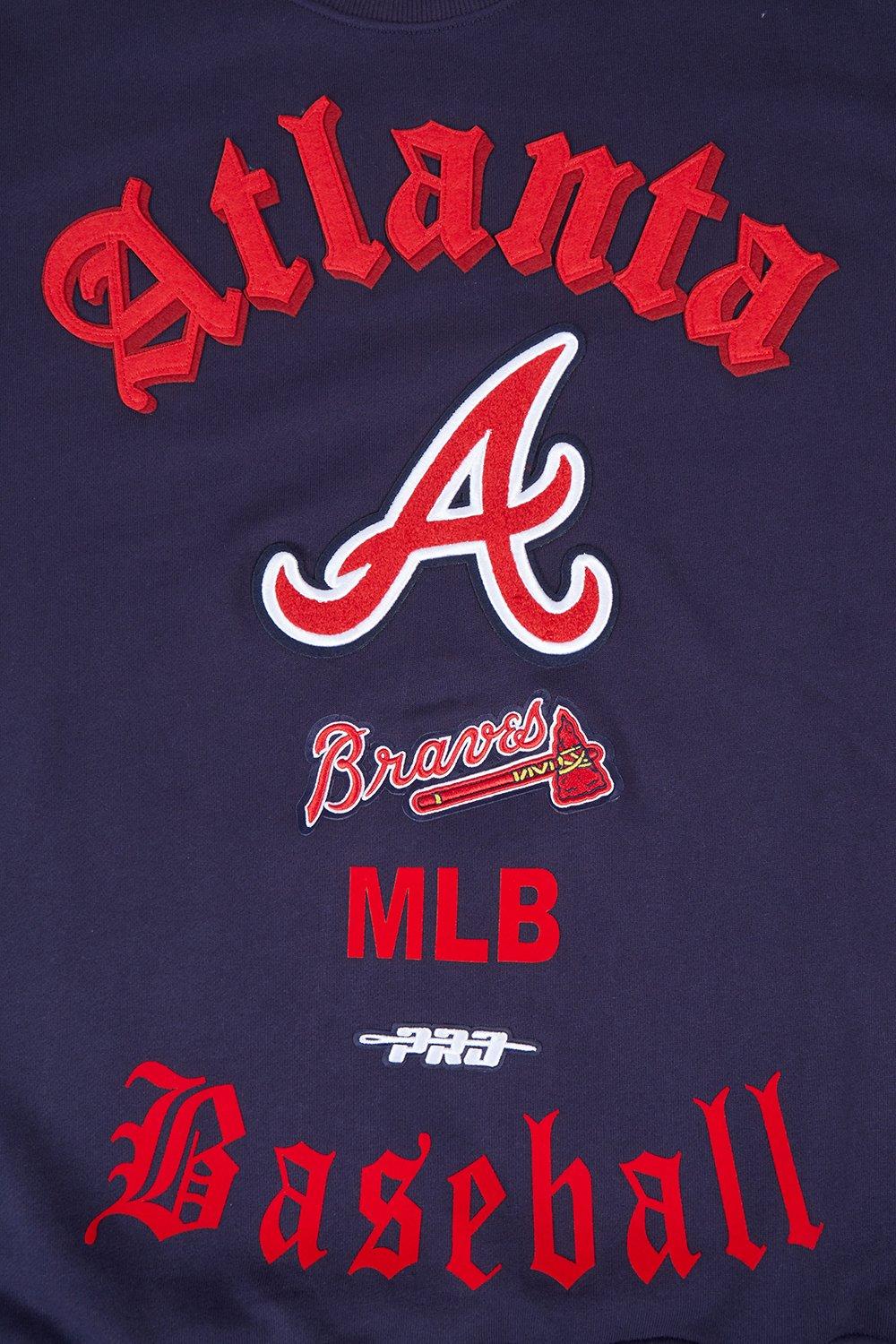 Pro Standard Men's MLB Atlanta Braves Old English Crewneck - Navy - NAVY Thumbnail View 5