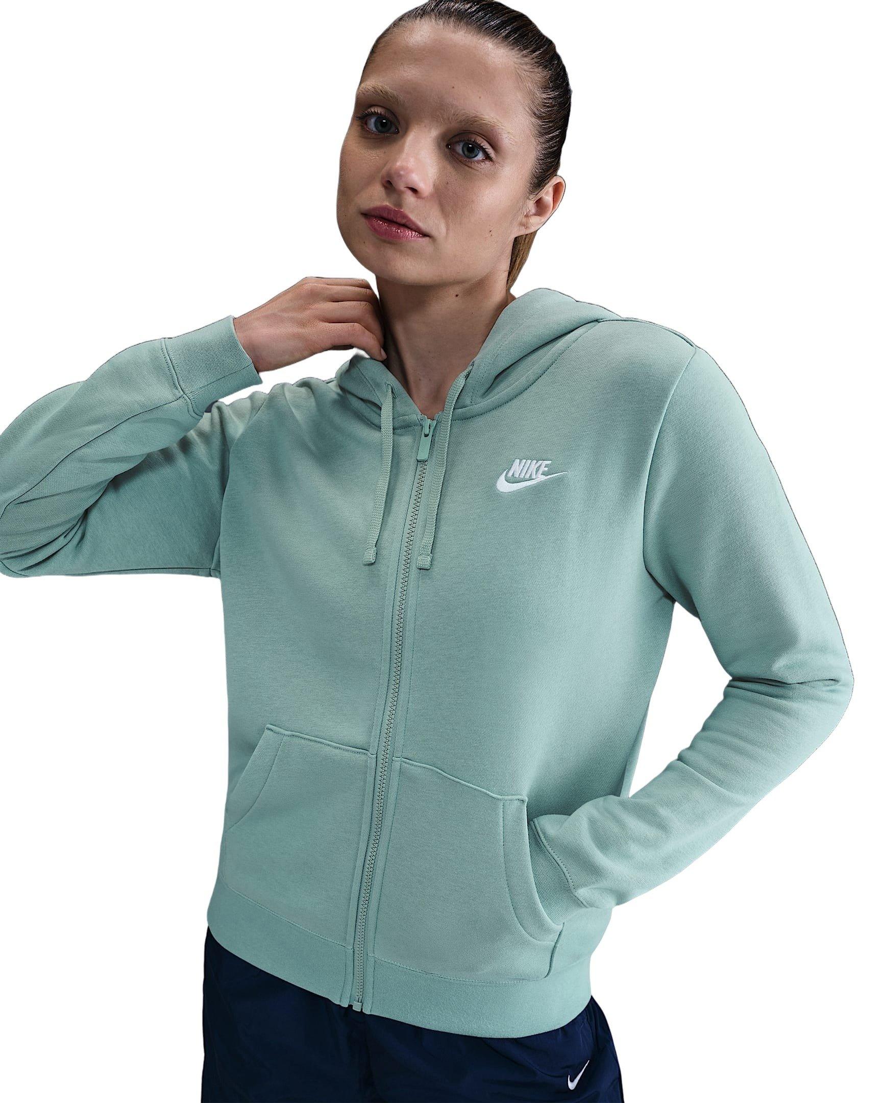 Nike Women's Sportswear Club Fleece Full-Zip Jacket - Green/White - GREEN/WHITE Thumbnail View 1