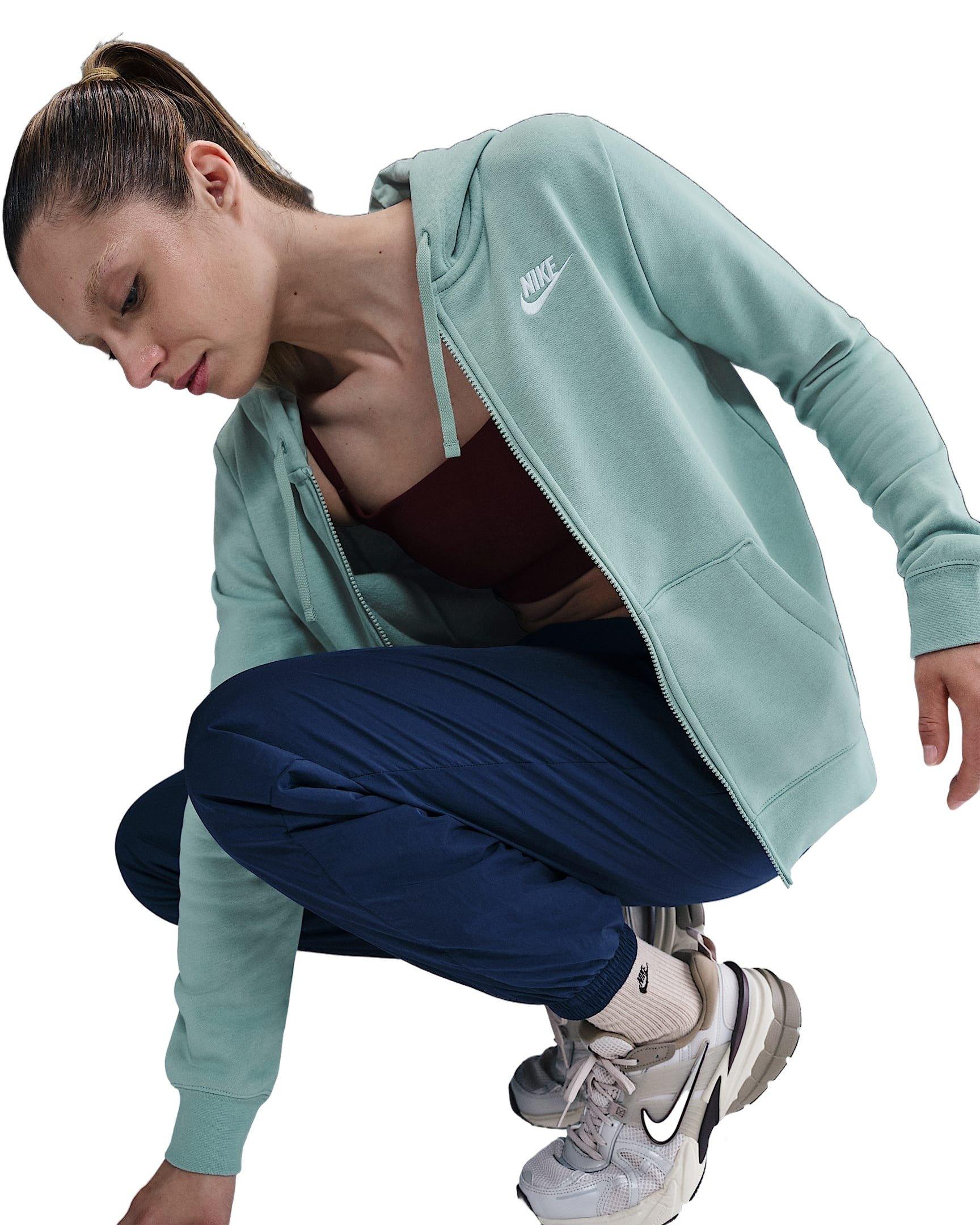 Nike Women's Sportswear Club Fleece Full-Zip Jacket -Green/White - GREEN/WHITE Thumbnail View 3