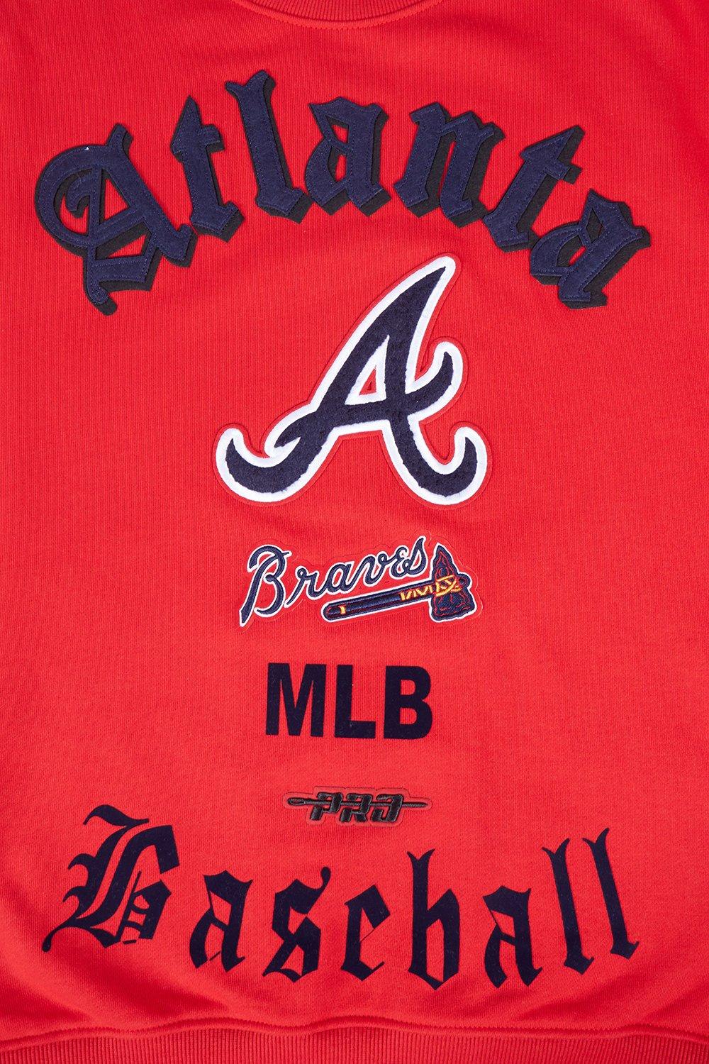 Pro Standard Men's MLB Atlanta Braves Old English Crewneck -Red - RED Thumbnail View 5