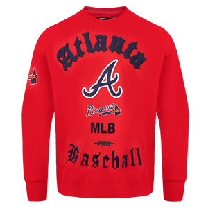 Pro Standard Men's MLB Atlanta Braves Old English Crewneck -Red