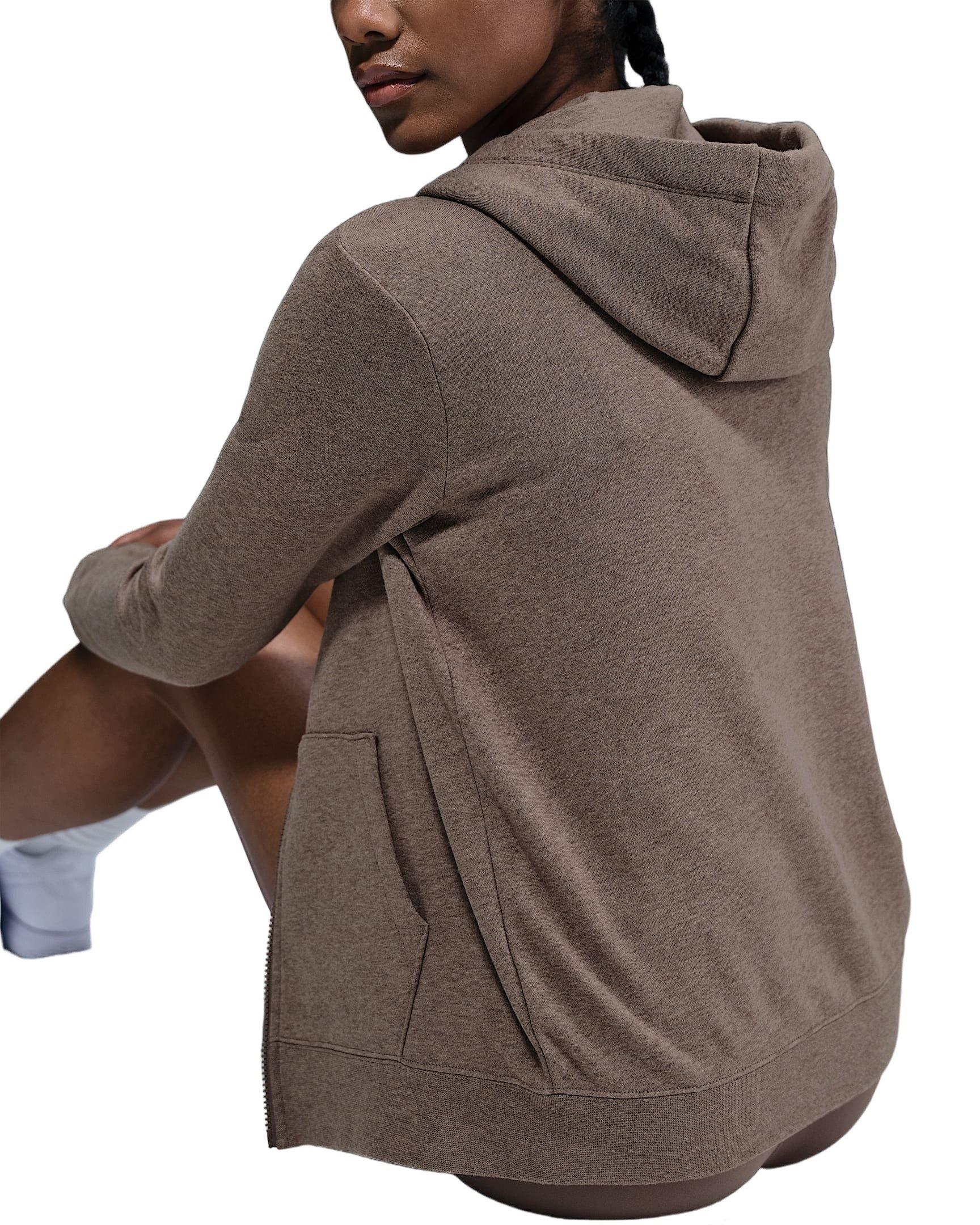 Nike Women's Sportswear Club Fleece Full-Zip Jacket - Brown/White - BROWN/WHITE Thumbnail View 2