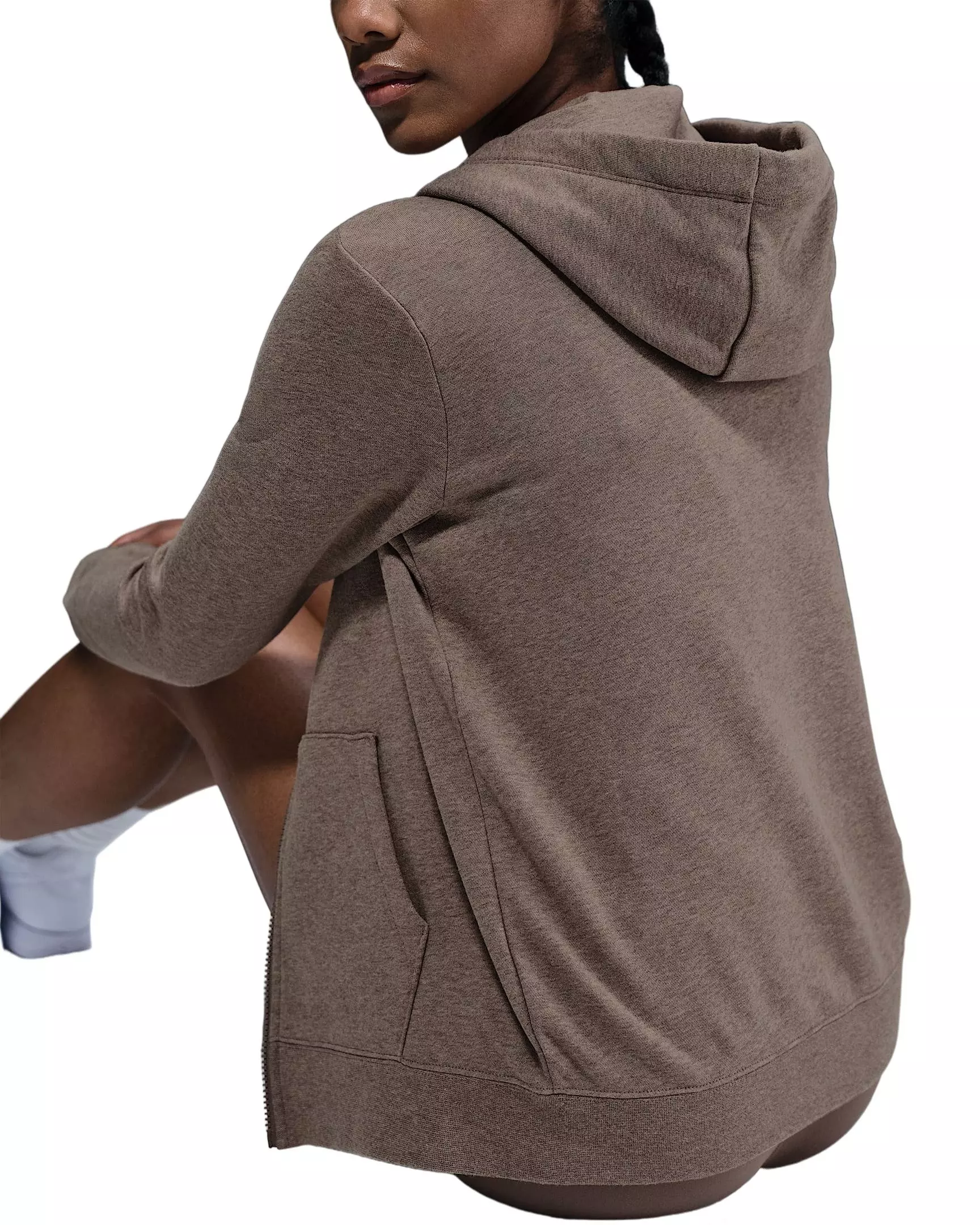 Nike Women's Sportswear Club Fleece Full-Zip Jacket - Brown/White - BROWN/WHITE