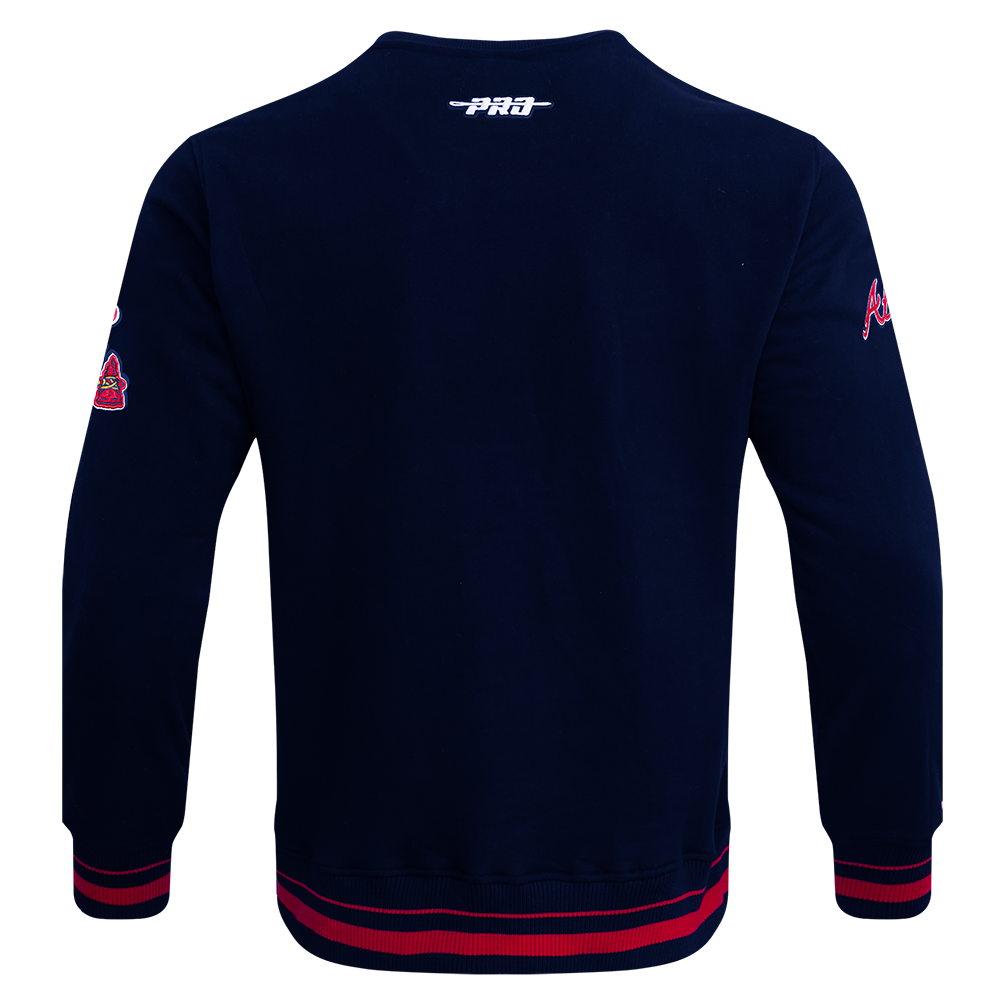 Pro Standard Men's MLB Atlanta Braves Mashup Rib Crewneck - Navy/Red - NAVY/RED Thumbnail View 2