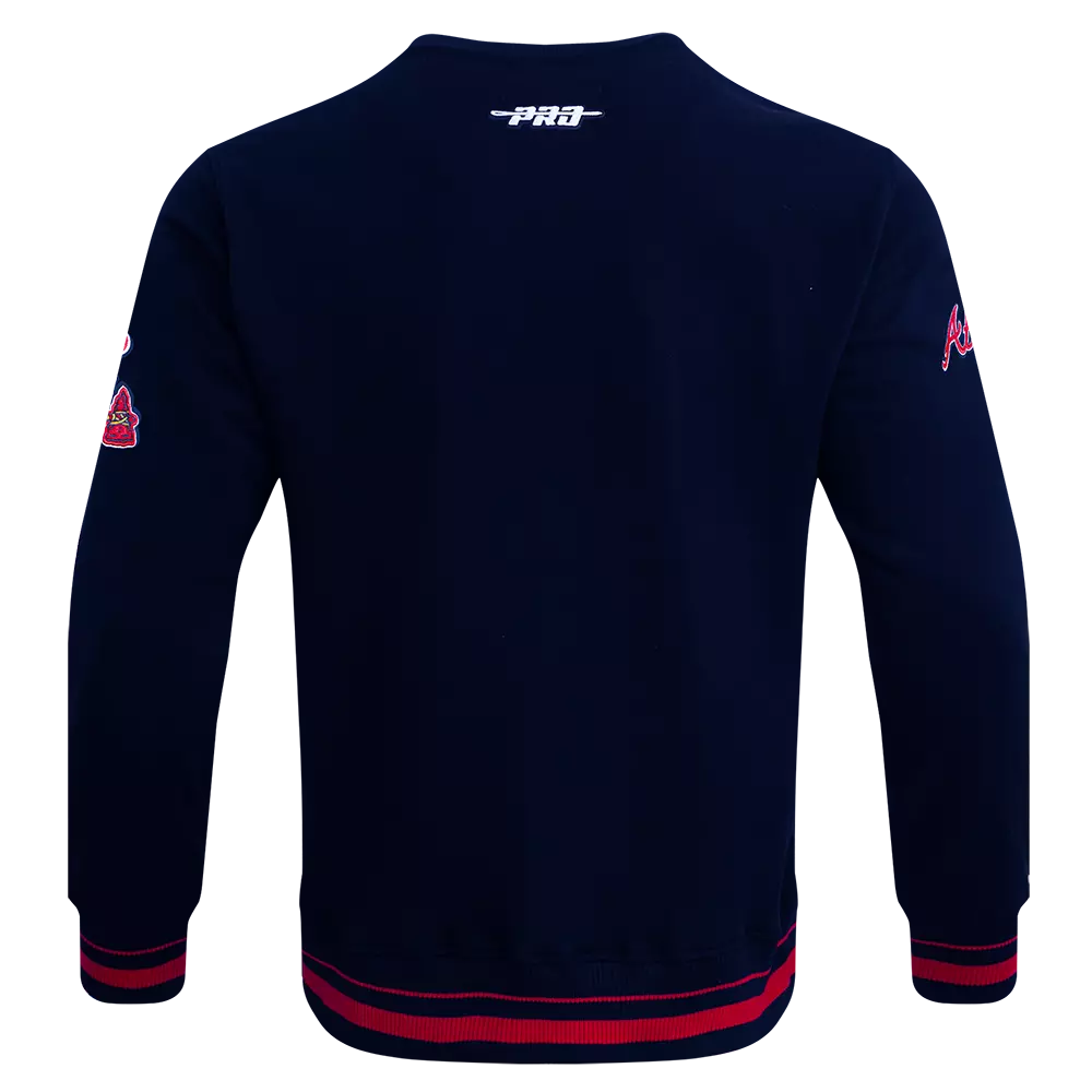 Pro Standard Men's MLB Atlanta Braves Mashup Rib Crewneck - Navy/Red - NAVY/RED