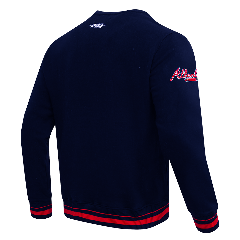 Pro Standard Men's MLB Atlanta Braves Mashup Rib Crewneck -Navy/Red - NAVY/RED Thumbnail View 4