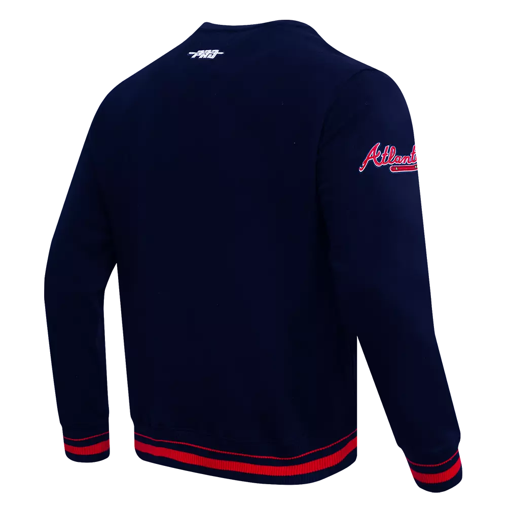 Pro Standard Men's MLB Atlanta Braves Mashup Rib Crewneck -Navy/Red - NAVY/RED