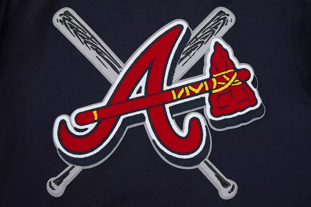 Pro Standard Men's MLB Atlanta Braves Mashup Rib Crewneck - Navy/Red - NAVY/RED