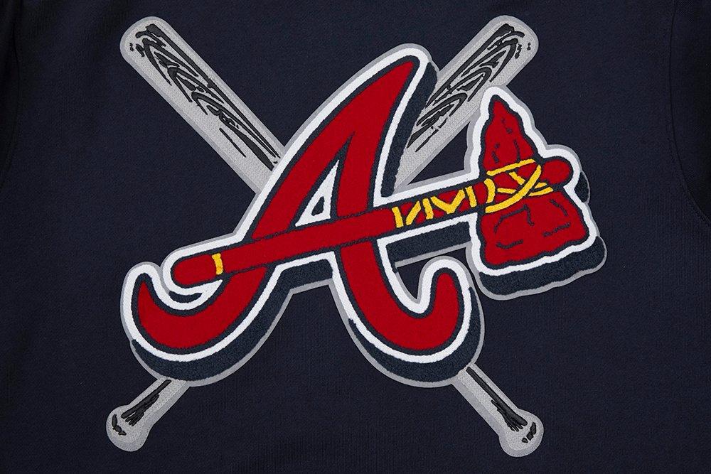 Pro Standard Men's MLB Atlanta Braves Mashup Rib Crewneck -Navy/Red - NAVY/RED Thumbnail View 5