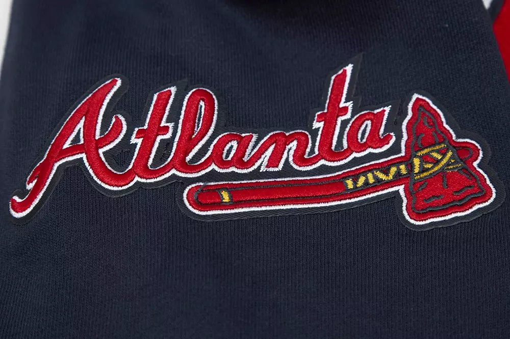 Pro Standard Men's MLB Atlanta Braves Mashup Rib Crewneck -Navy/Red - NAVY/RED
