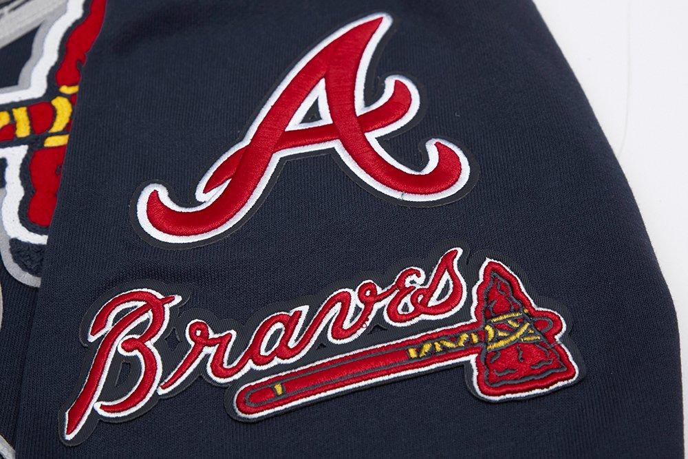 Pro Standard Men's MLB Atlanta Braves Mashup Rib Crewneck - Navy/Red - NAVY/RED Thumbnail View 7