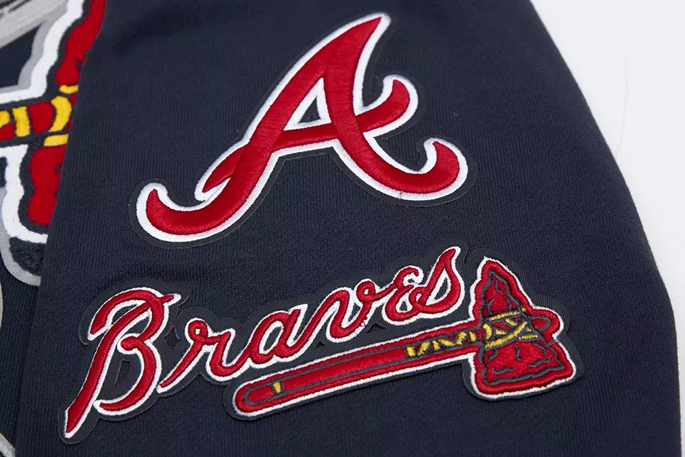 Pro Standard Men's MLB Atlanta Braves Mashup Rib Crewneck -Navy/Red - NAVY/RED
