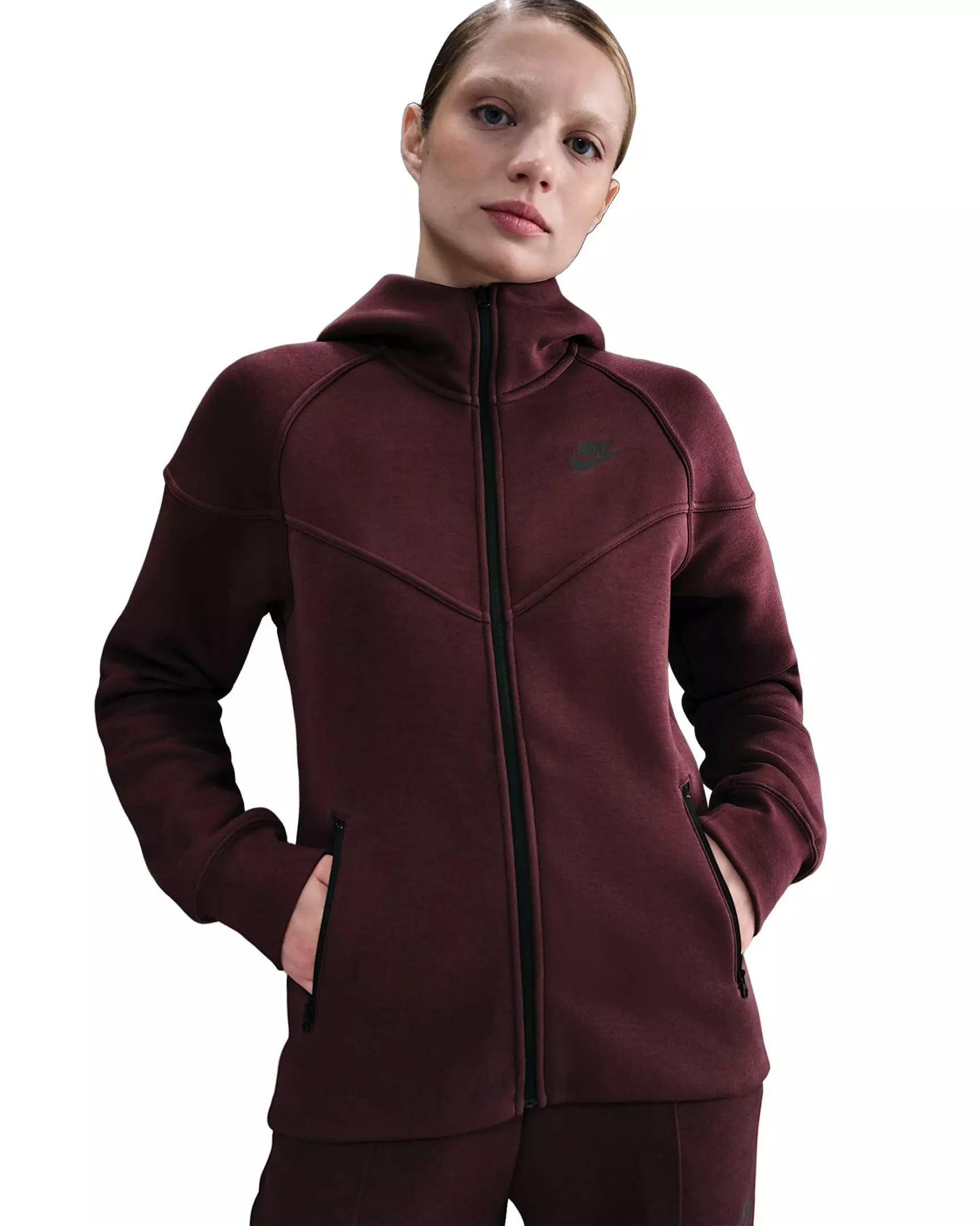 Nike Women's Sportswear Tech Fleece Windrunner Full-Zip Jacket - Burgundy - BURGUNDY