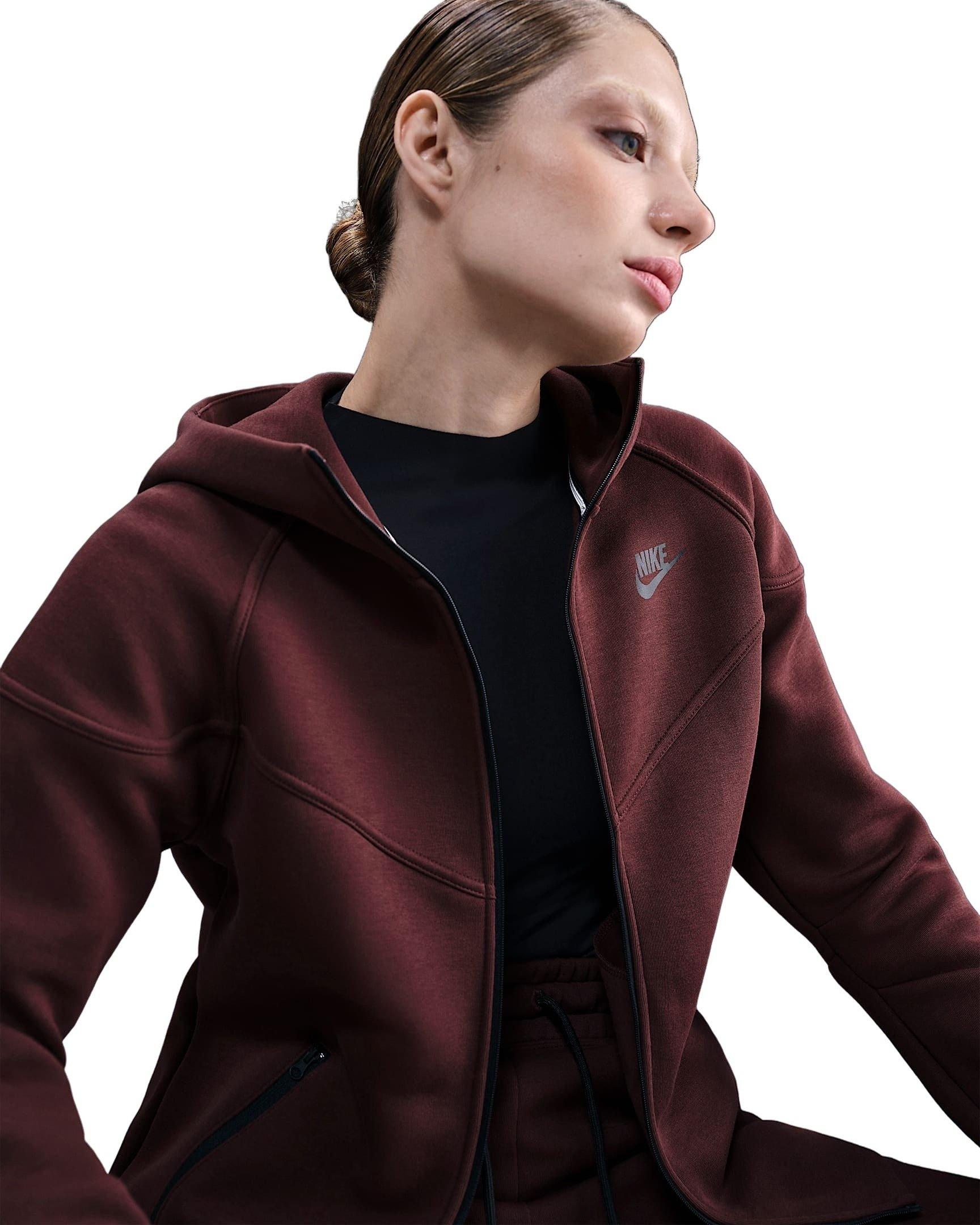 Nike Women's Sportswear Tech Fleece Windrunner Full-Zip Jacket - Burgundy - BURGUNDY Thumbnail View 3