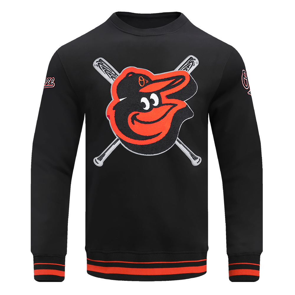 Pro Standard Men's MLB Baltimore Orioles Mashup Rib Crewneck - Black/Orange - BLACK/ORANGE Thumbnail View 1