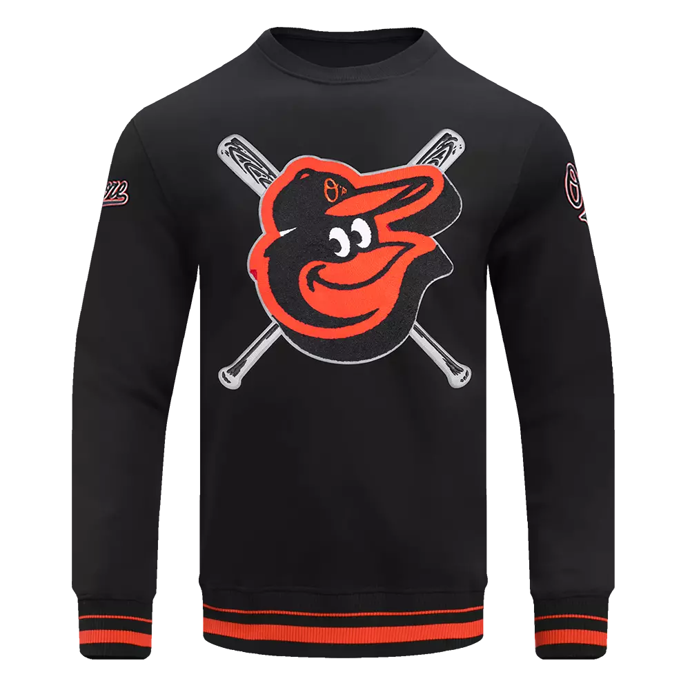 Pro Standard Men's MLB Baltimore Orioles Mashup Rib Crewneck - Black/Orange - BLACK/ORANGE