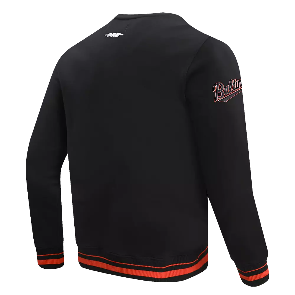 Pro Standard Men's MLB Baltimore Orioles Mashup Rib Crewneck - Black/Orange - BLACK/ORANGE