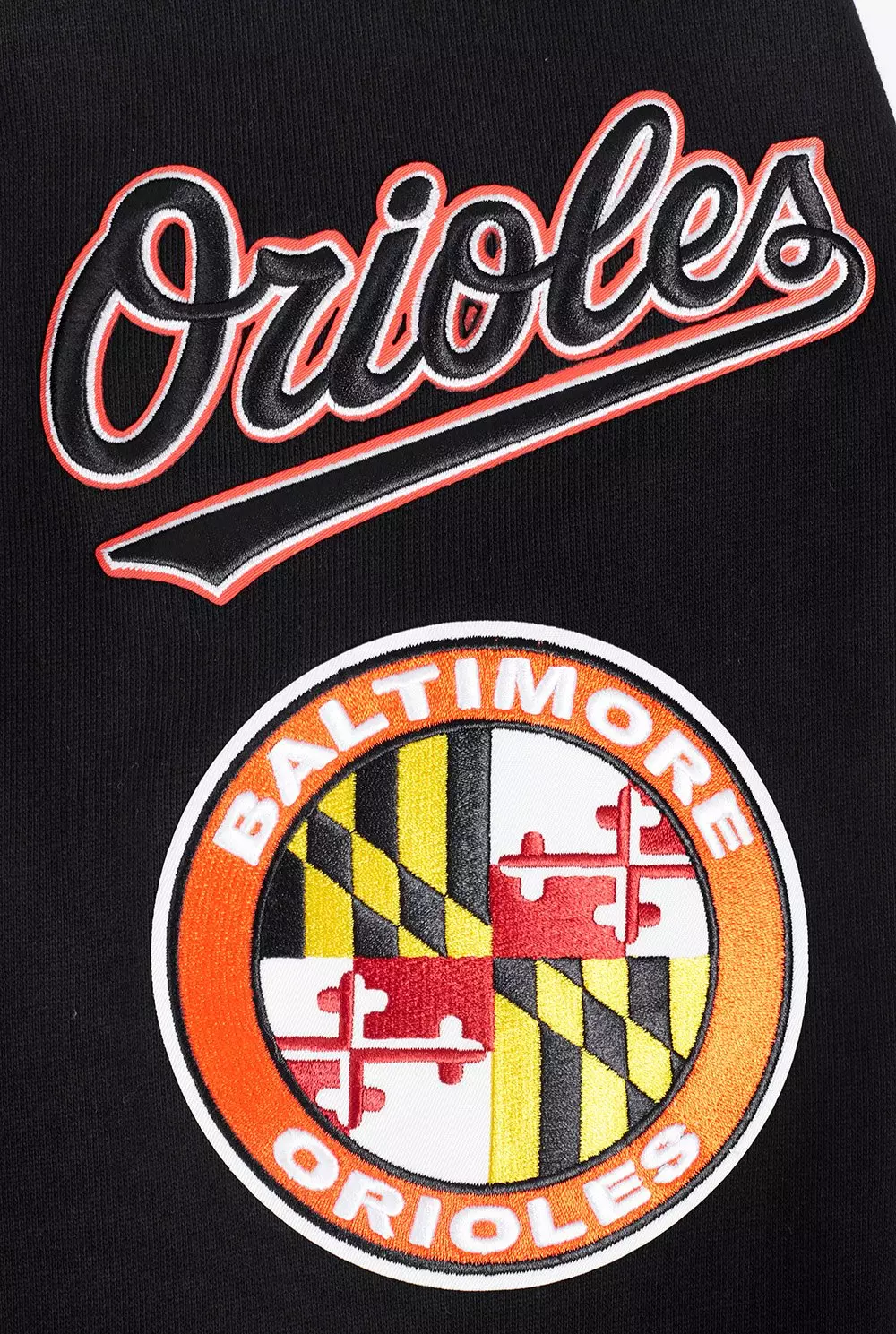 Pro Standard Men's MLB Baltimore Orioles Mashup Rib Crewneck -Black/Orange - BLACK/ORANGE