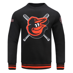 Pro Standard Men's MLB Baltimore Orioles Mashup Rib Crewneck -Black/Orange