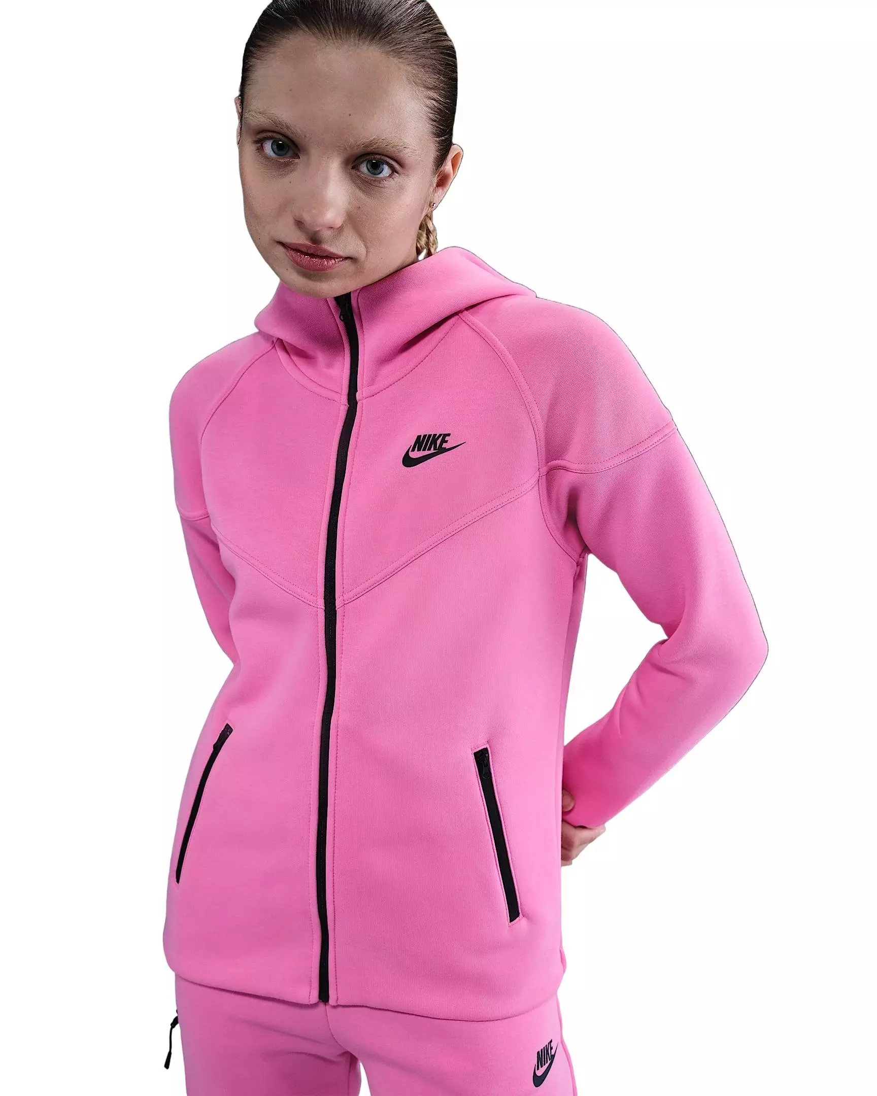 Nike Women's Sportswear Tech Fleece Windrunner Full-Zip Jacket - Pink/Black - PINK/BLACK