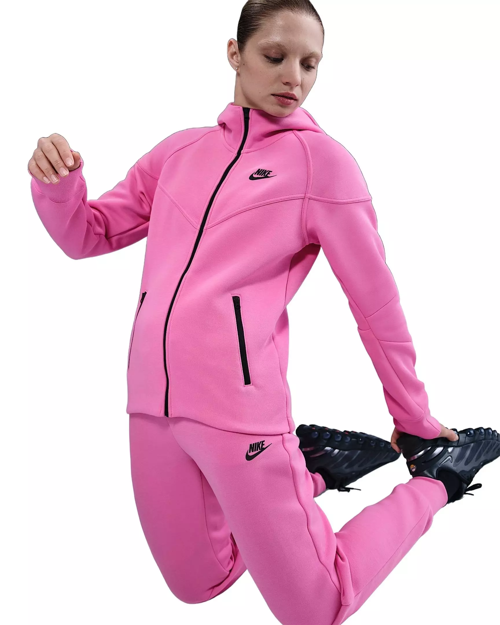 Nike Women's Sportswear Tech Fleece Windrunner Full-Zip Jacket - Pink/Black - PINK/BLACK
