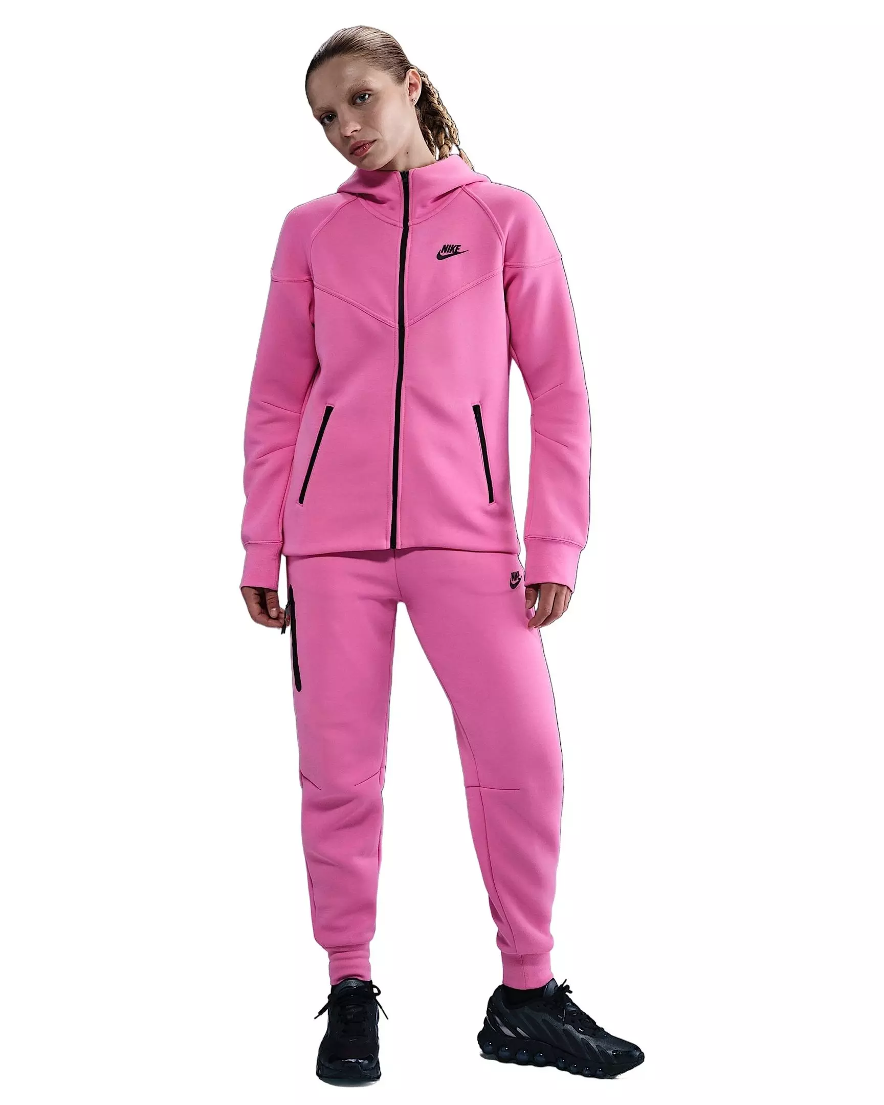 Nike Women's Sportswear Tech Fleece Windrunner Full-Zip Jacket - Pink/Black - PINK/BLACK
