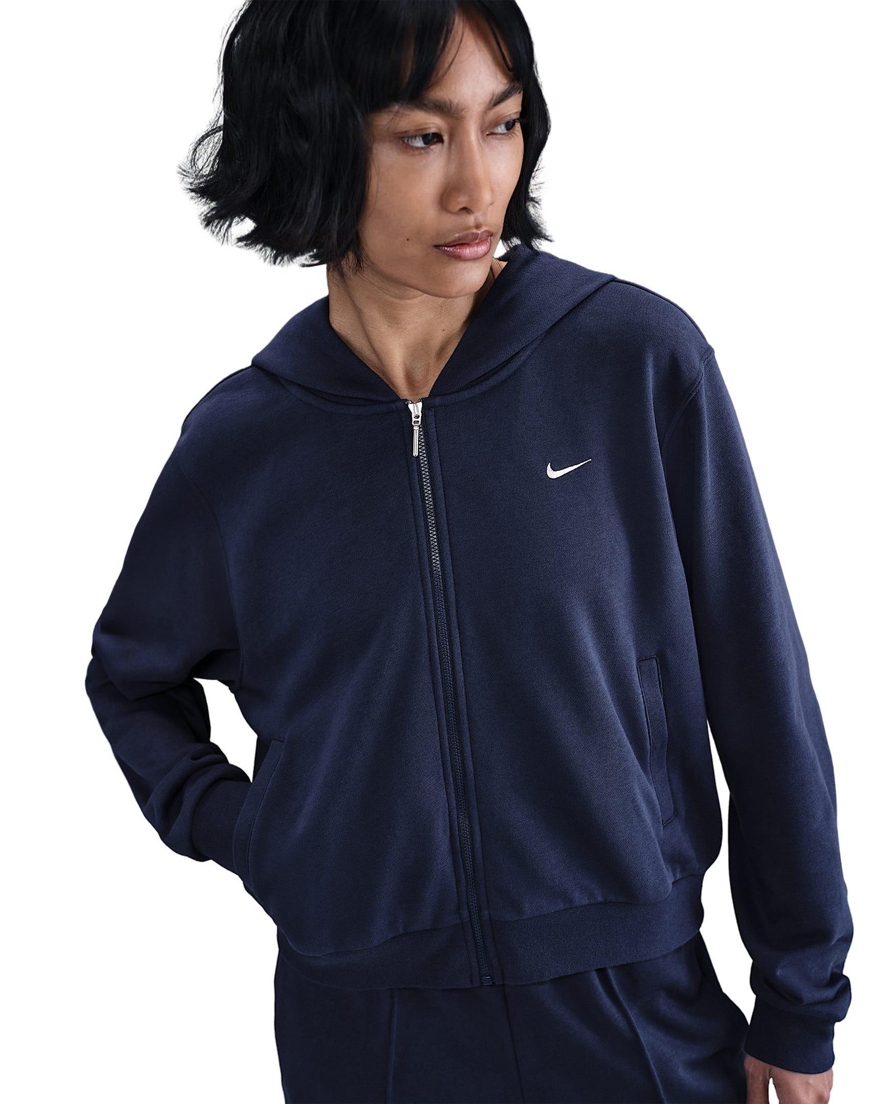 Nike Women's Sportswear Chill Terry Loose Full-Zip French Terry Jacket -Navy - NAVY Thumbnail View 1