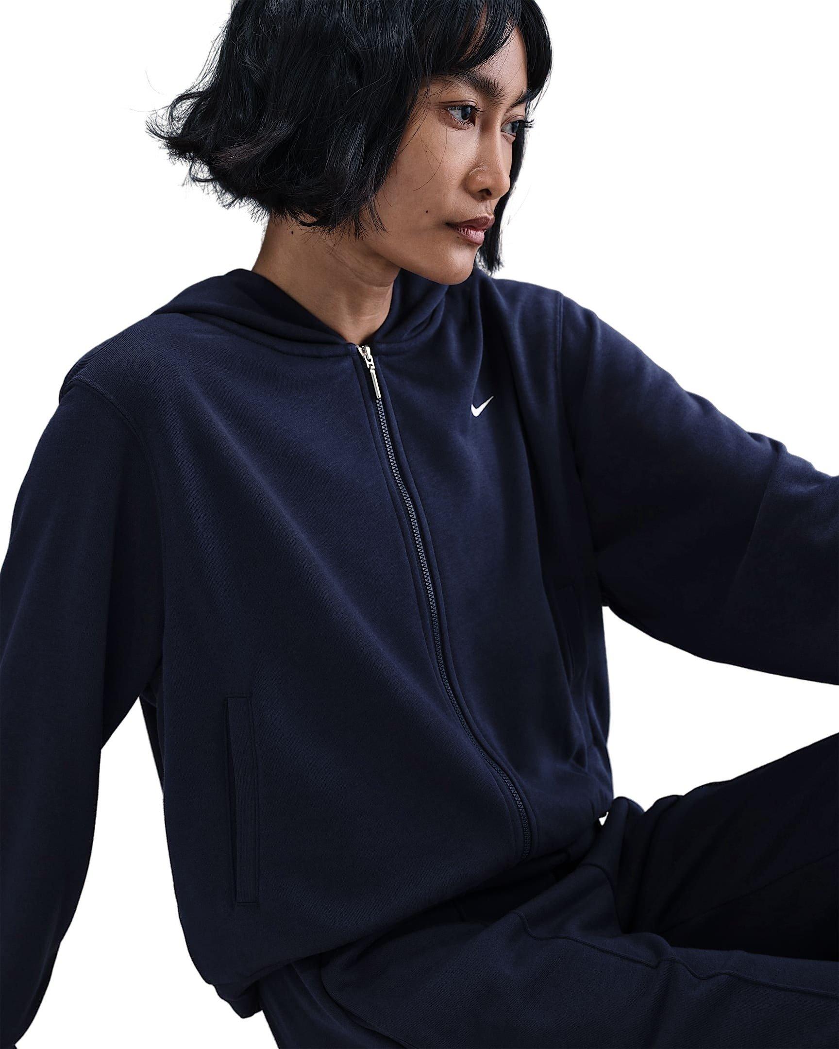 Nike Women's Sportswear Chill Terry Loose Full-Zip French Terry Jacket -Navy - NAVY Thumbnail View 3
