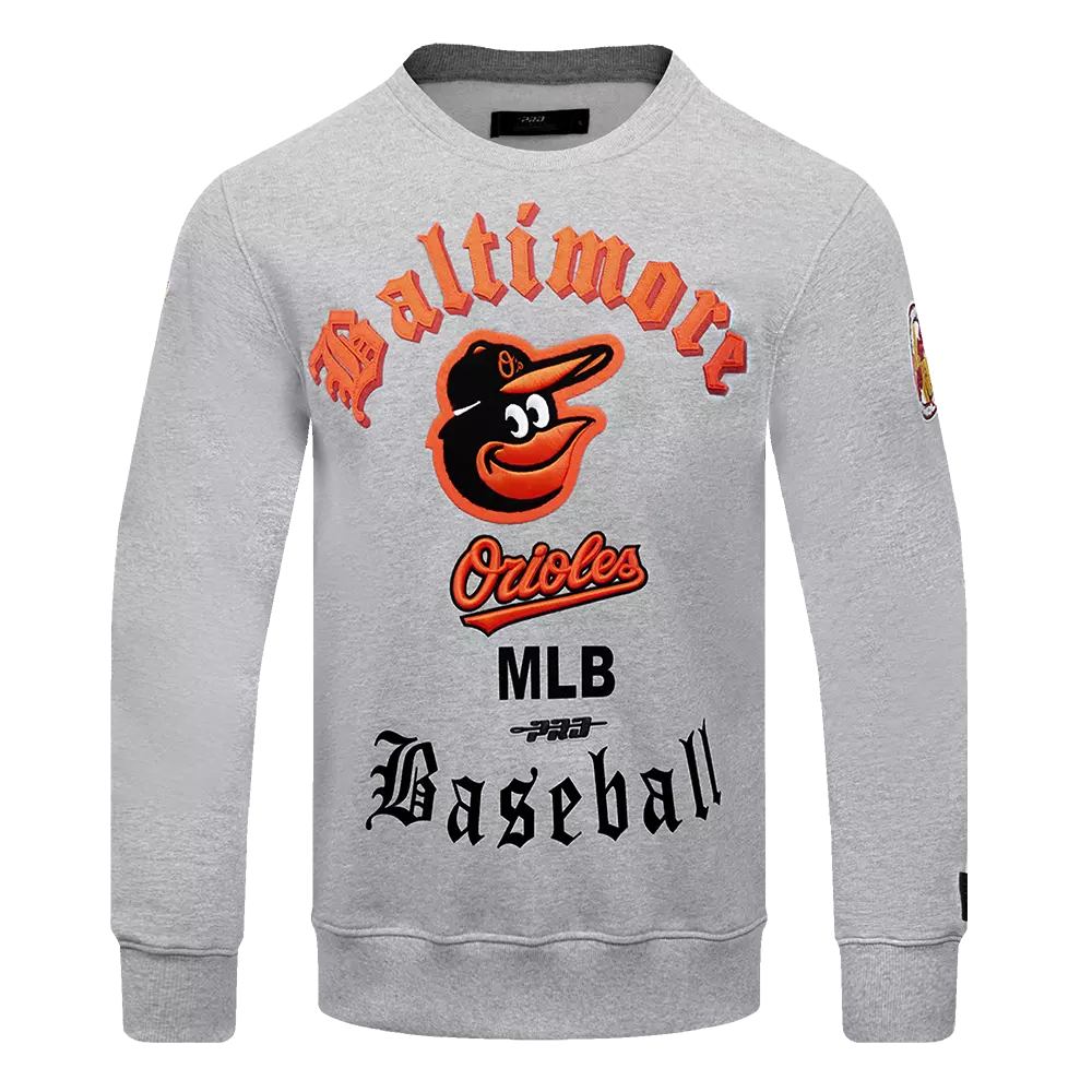 Pro Standard Men's MLB Baltimore Orioles Old English Crewneck - Grey - GREY