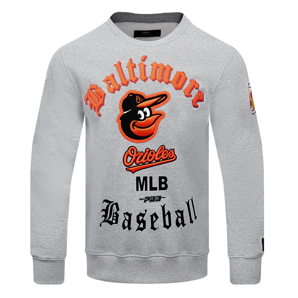 Pro Standard Men's MLB Baltimore Orioles Old English Crewneck -Grey - GREY Thumbnail View 1