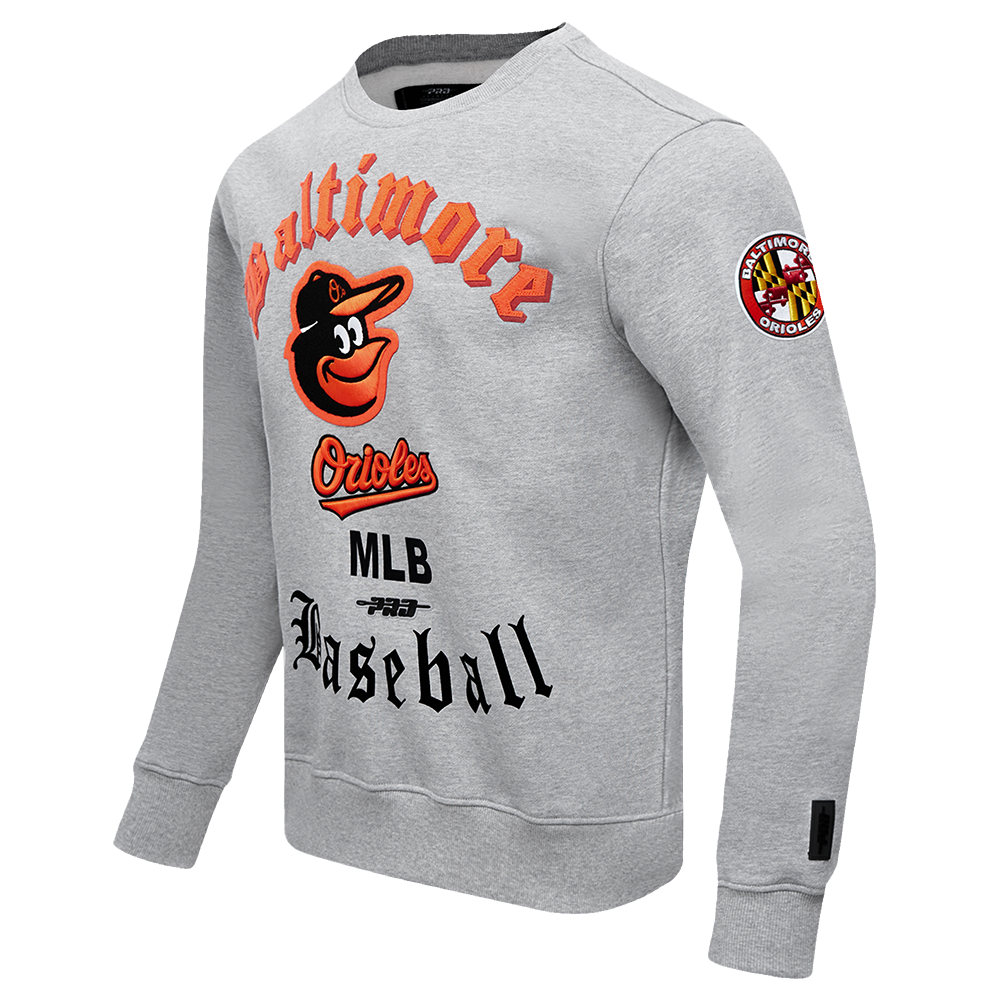 Pro Standard Men's MLB Baltimore Orioles Old English Crewneck - Grey - GREY Thumbnail View 3