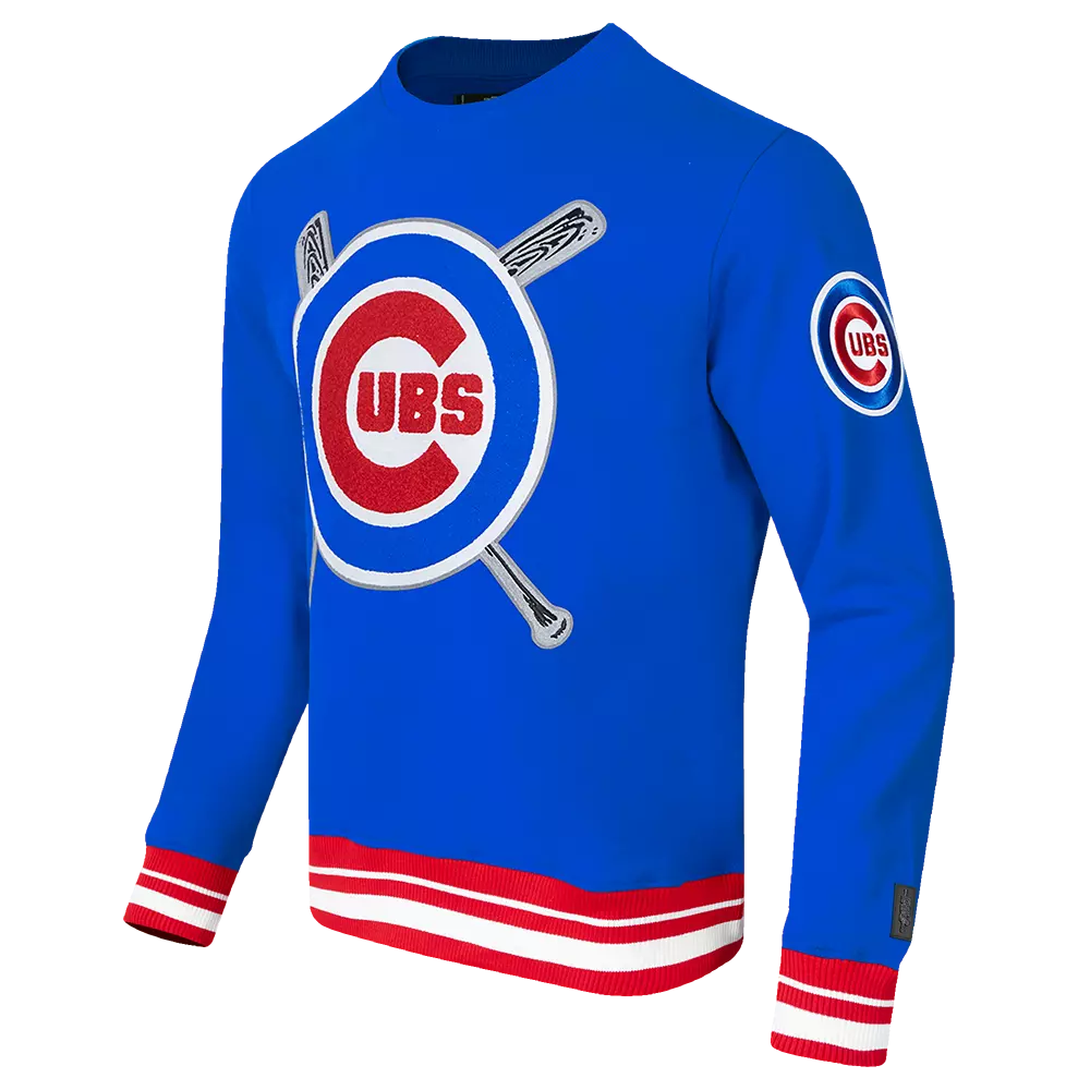 Pro Standard Men's MLB Chicago Cubs Mashup Rib Crewneck -Royal/Red - ROYAL/RED