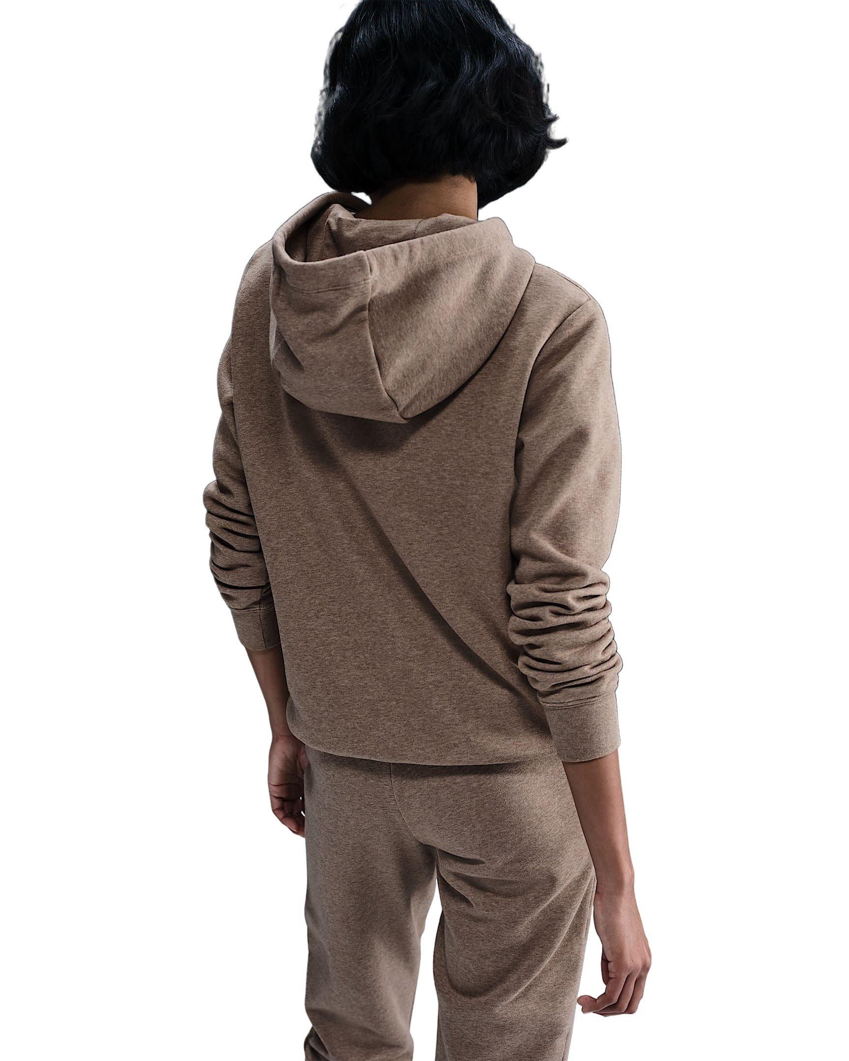 Nike Women's Sportswear Club Fleece Pullover Hoodie - Brown/White - BROWN/WHITE Thumbnail View 2