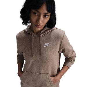 Nike Women's Sportswear Club Fleece Pullover Hoodie -Brown/White