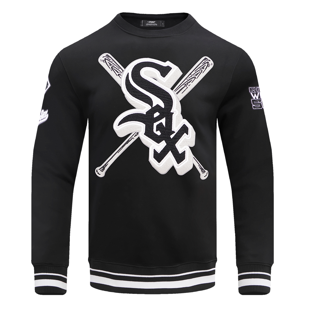 Pro Standard Men's MLB Chicago White Sox Mashup Rib Crewneck - Black/Grey - BLACK/GREY Thumbnail View 1