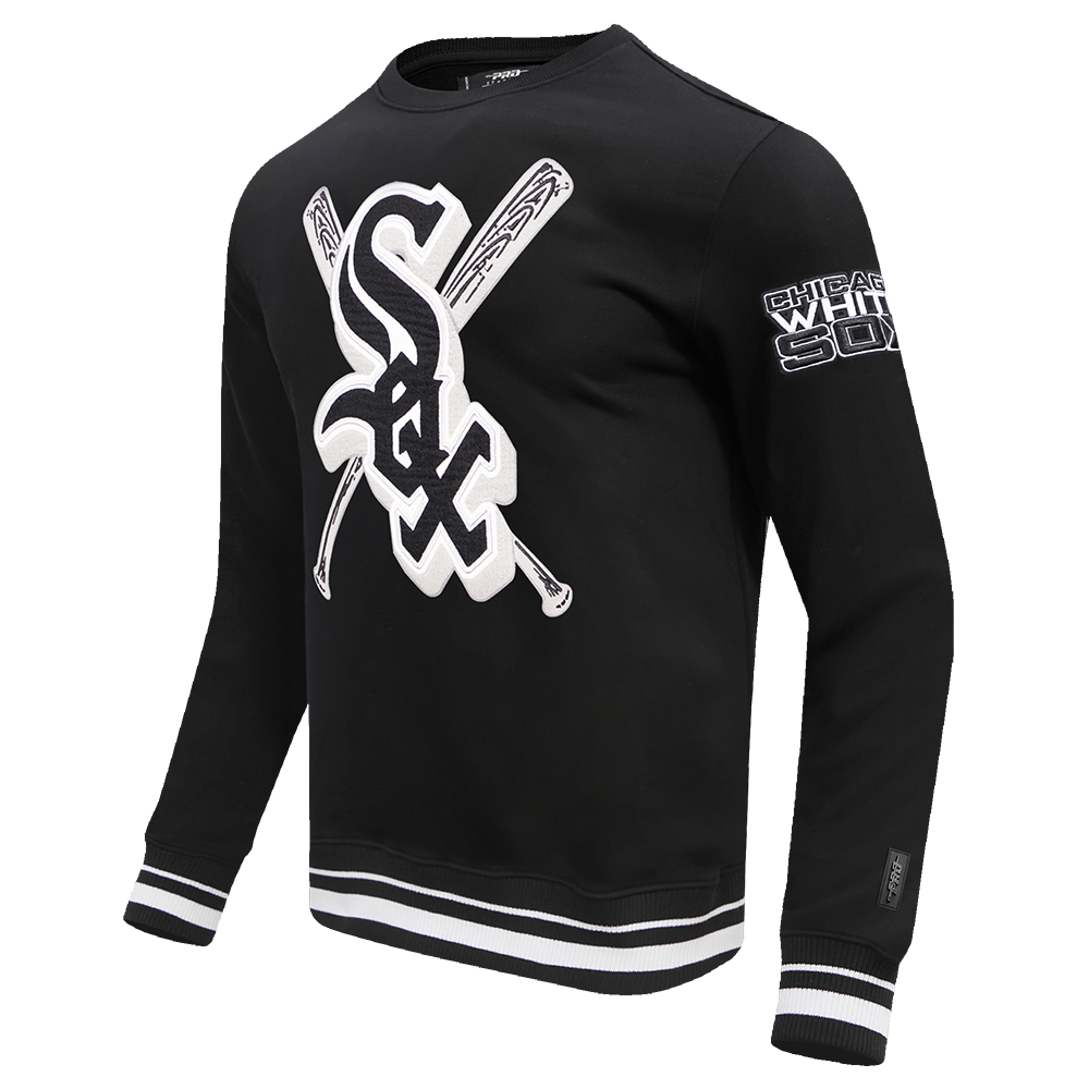 Pro Standard Men's MLB Chicago White Sox Mashup Rib Crewneck - Black/Grey - BLACK/GREY Thumbnail View 3