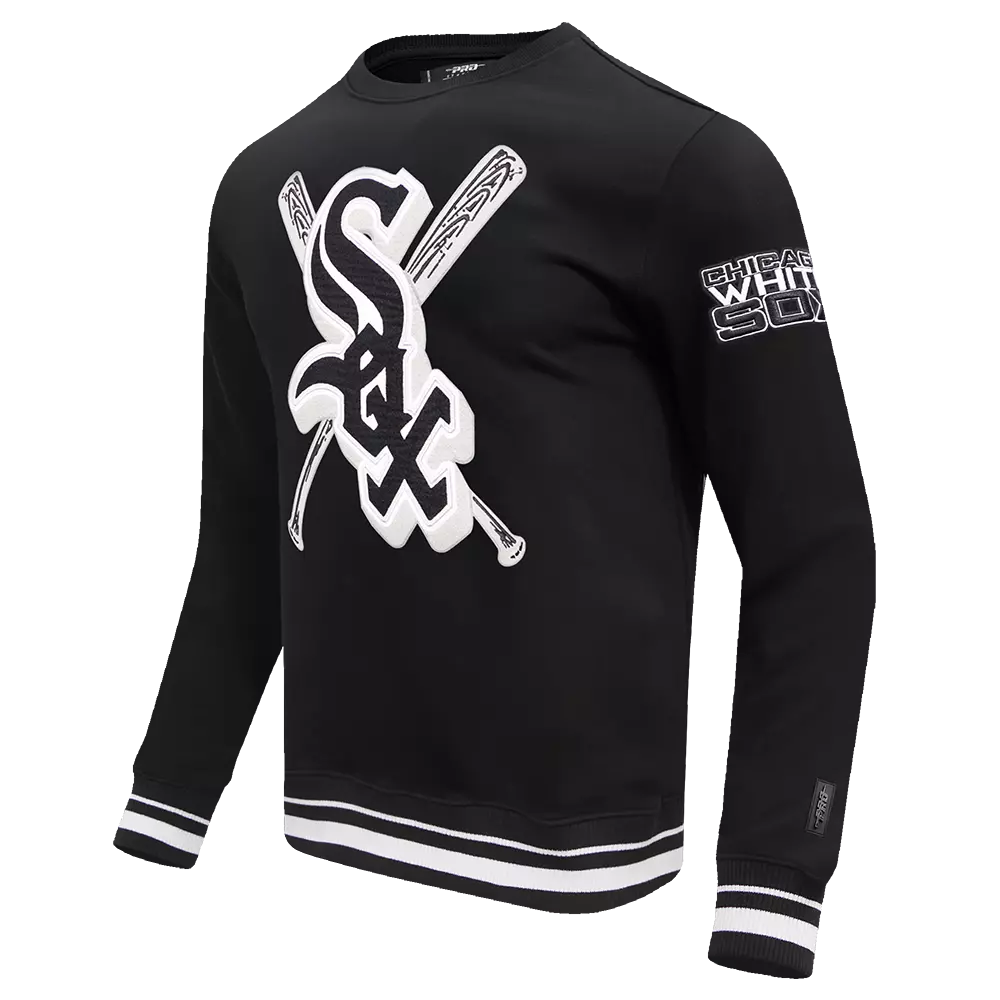 Pro Standard Men's MLB Chicago White Sox Mashup Rib Crewneck -Black/Grey - BLACK/GREY