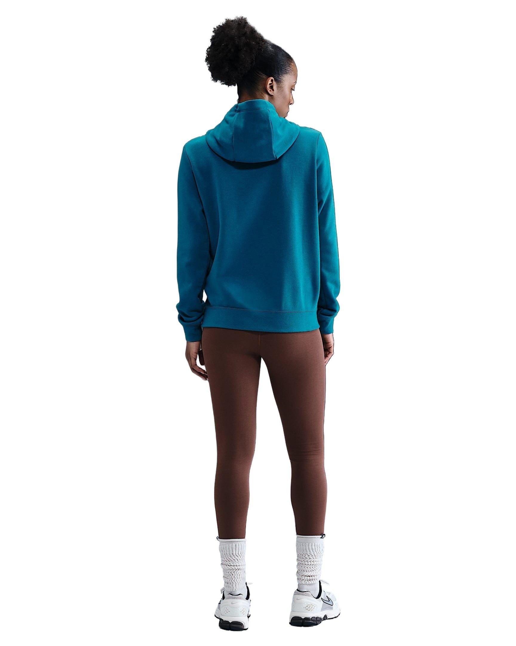 Nike Women's Sportswear Club Fleece Pullover Hoodie -Turquoise/White - TURQUOISE/WHITE Thumbnail View 5