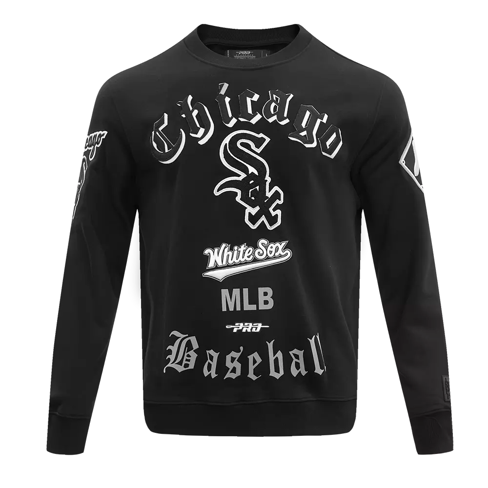 Pro Standard Men's MLB Chicago White Sox Old English Crewneck -Black - BLACK