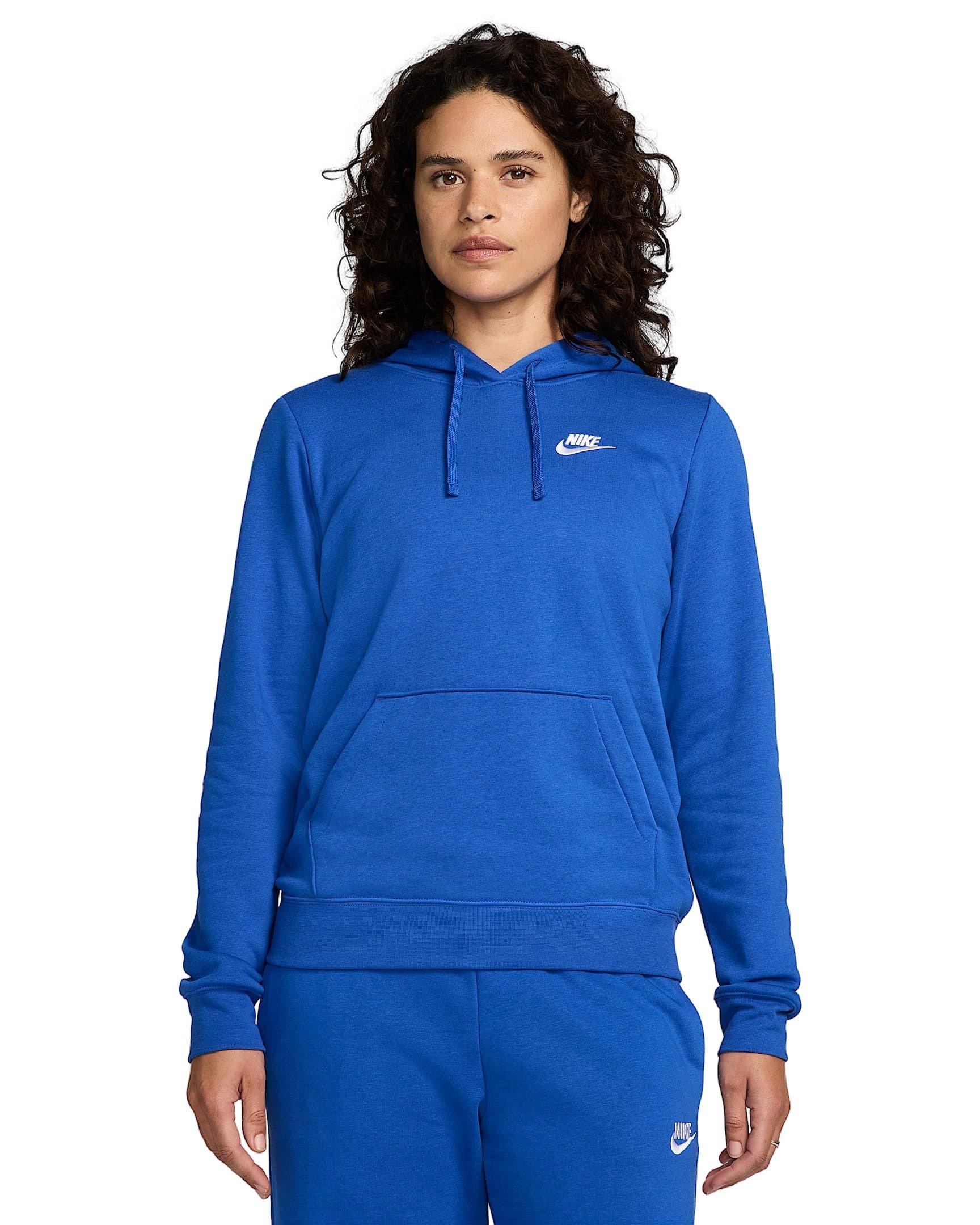 Nike Women's Sportswear Club Fleece Pullover Hoodie -Royal/White - ROYAL/WHITE Thumbnail View 1