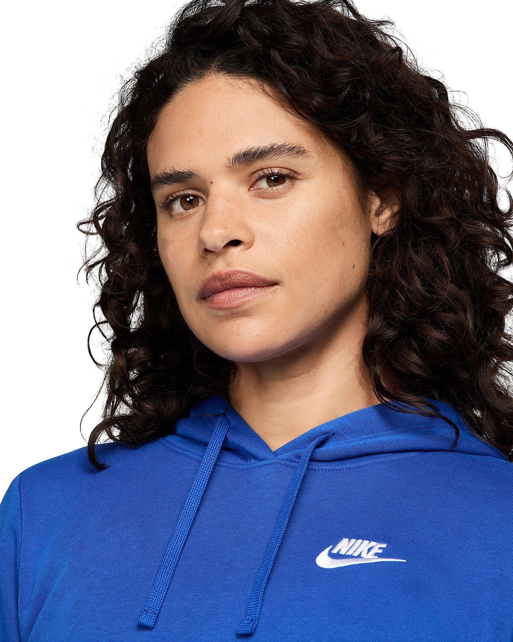 Nike Women's Sportswear Club Fleece Pullover Hoodie -Royal/White - ROYAL/WHITE Thumbnail View 3