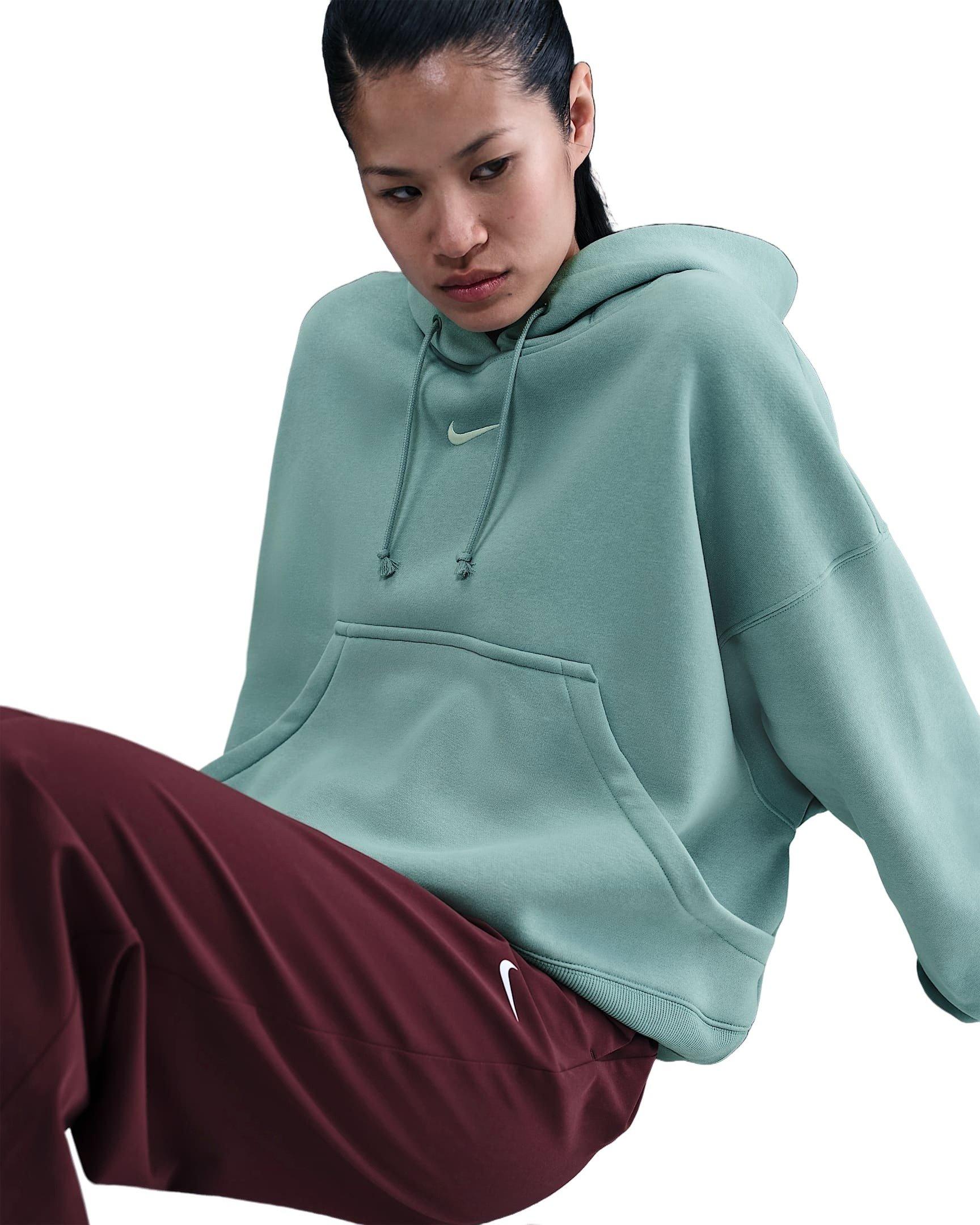 Nike Women's Sportswear Phoenix Fleece Over-Oversized Pullover Hoodie -Green - GREEN Thumbnail View 3
