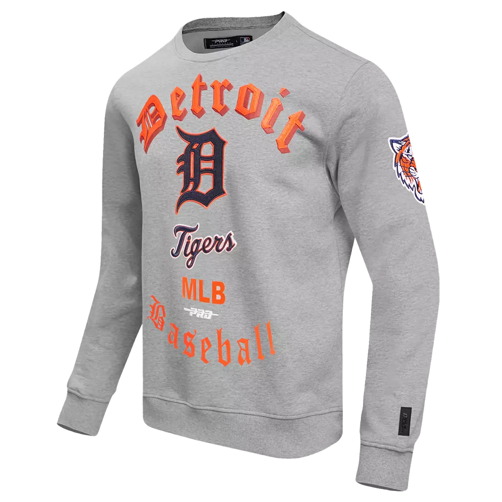 Pro Standard Men's MLB Detroit Tigers Old English Crewneck -Grey - GREY