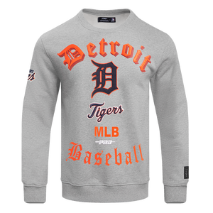 Pro Standard Men's MLB Detroit Tigers Old English Crewneck -Grey