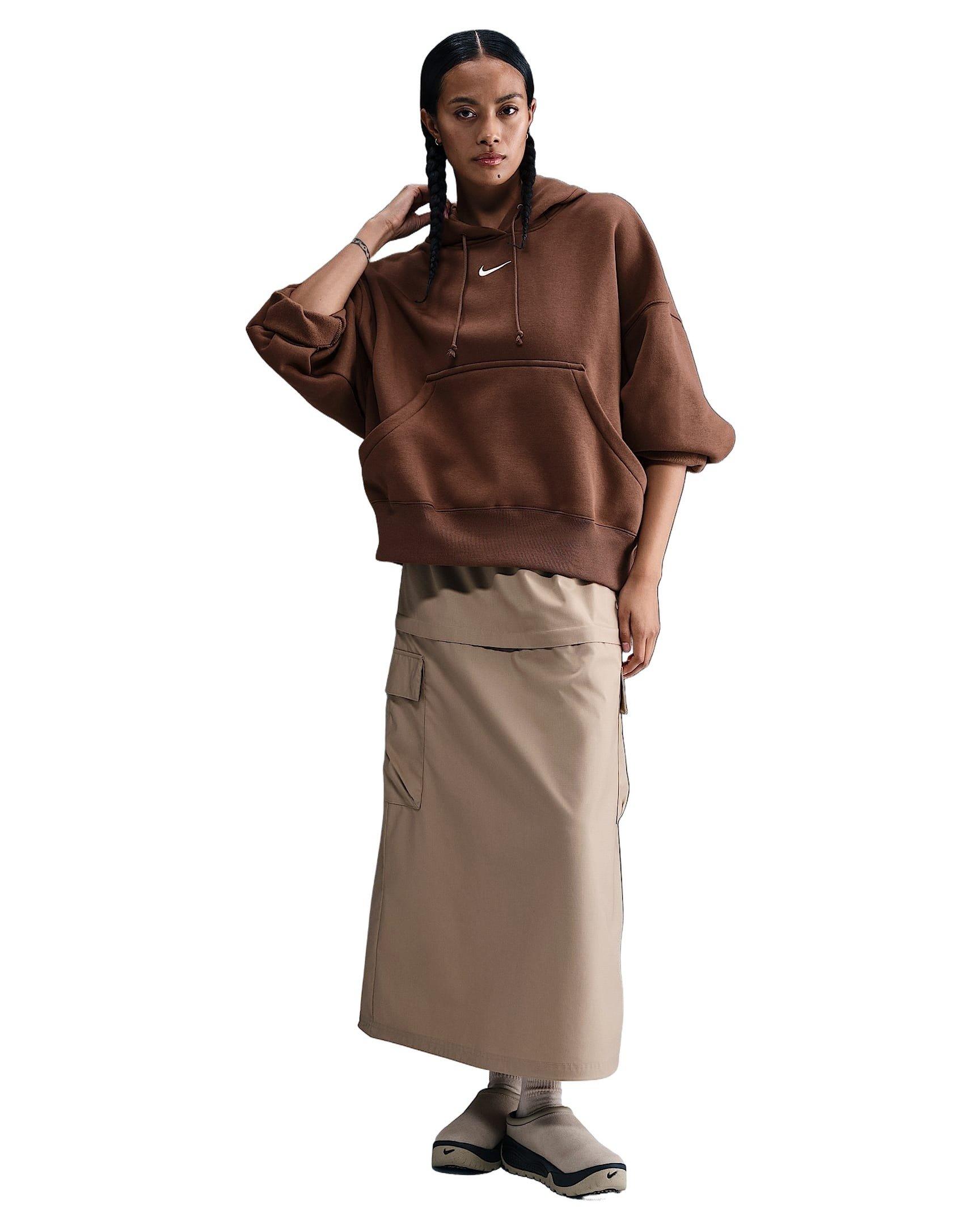 Nike Women's Sportswear Phoenix Fleece Over-Oversized Pullover Hoodie -Brown - BROWN Thumbnail View 4