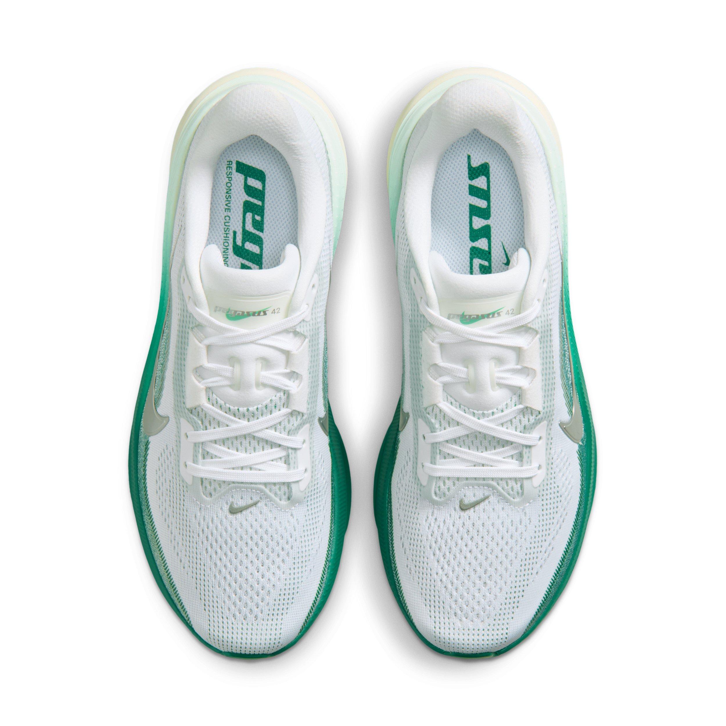Nike Pegasus 42 "White/Malachite/Barely Green/Metallic Silver" Women's Road Running Shoe - WHITE/GREEN Thumbnail View 4