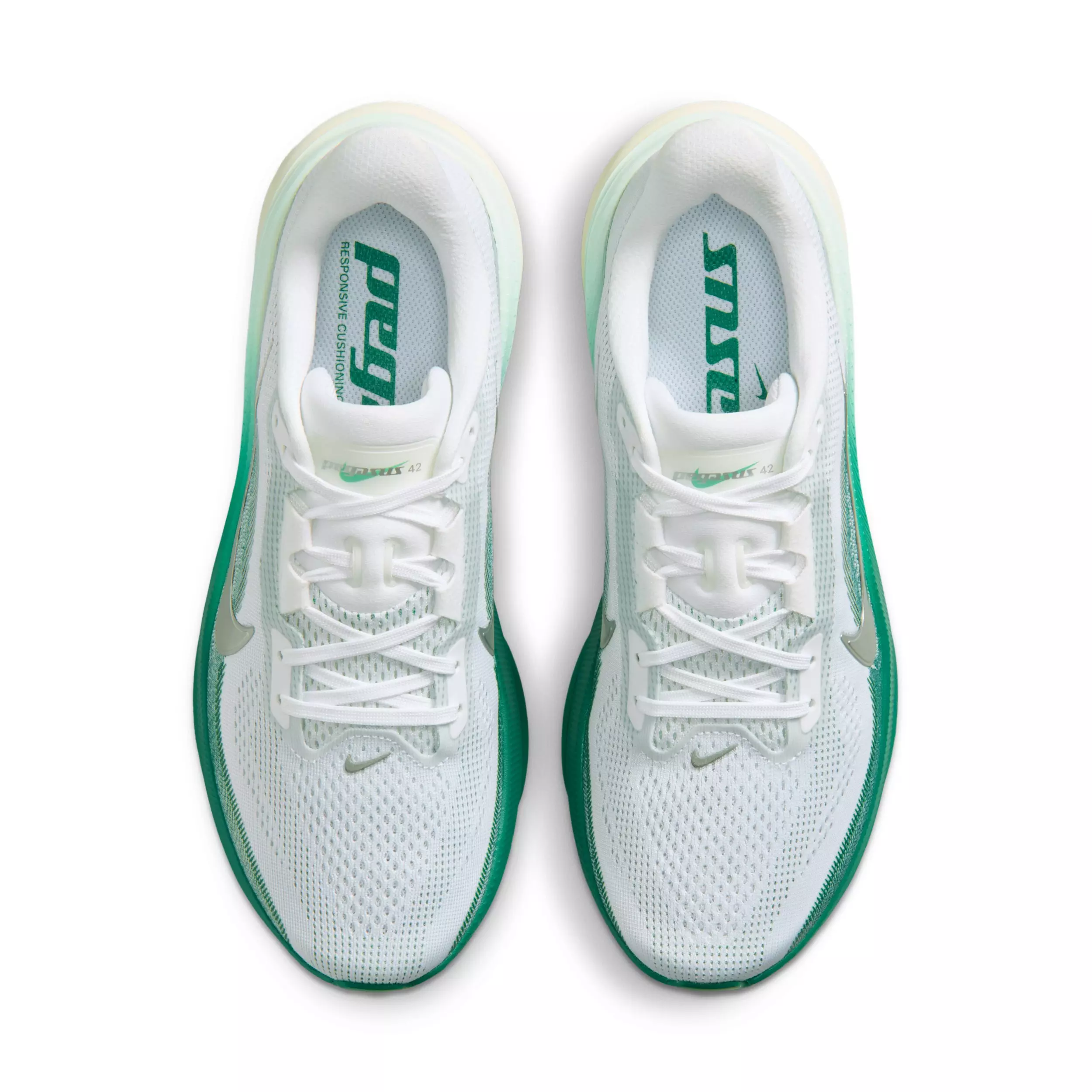Nike Pegasus 42 "White/Malachite/Barely Green/Metallic Silver" Women's Road Running Shoe - WHITE/GREEN