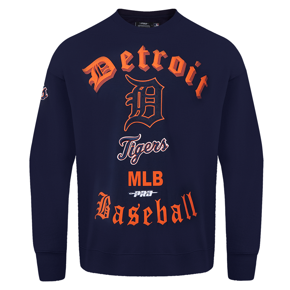 Pro Standard Men's MLB Detroit Tigers Old English Crewneck -Navy - NAVY Thumbnail View 1