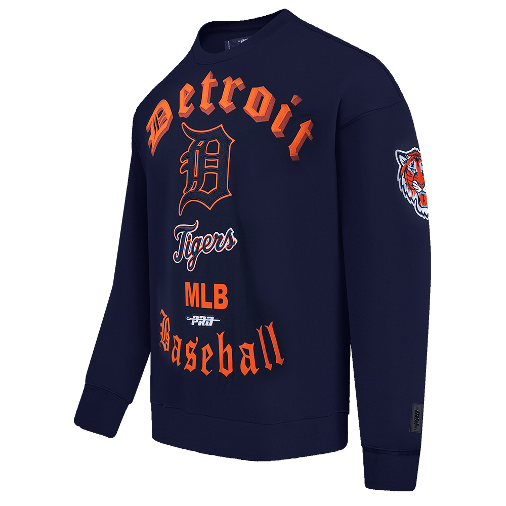 Pro Standard Men's MLB Detroit Tigers Old English Crewneck -Navy - NAVY Thumbnail View 3