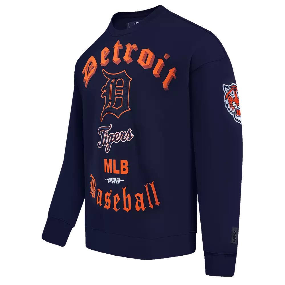 Pro Standard Men's MLB Detroit Tigers Old English Crewneck -Navy - NAVY